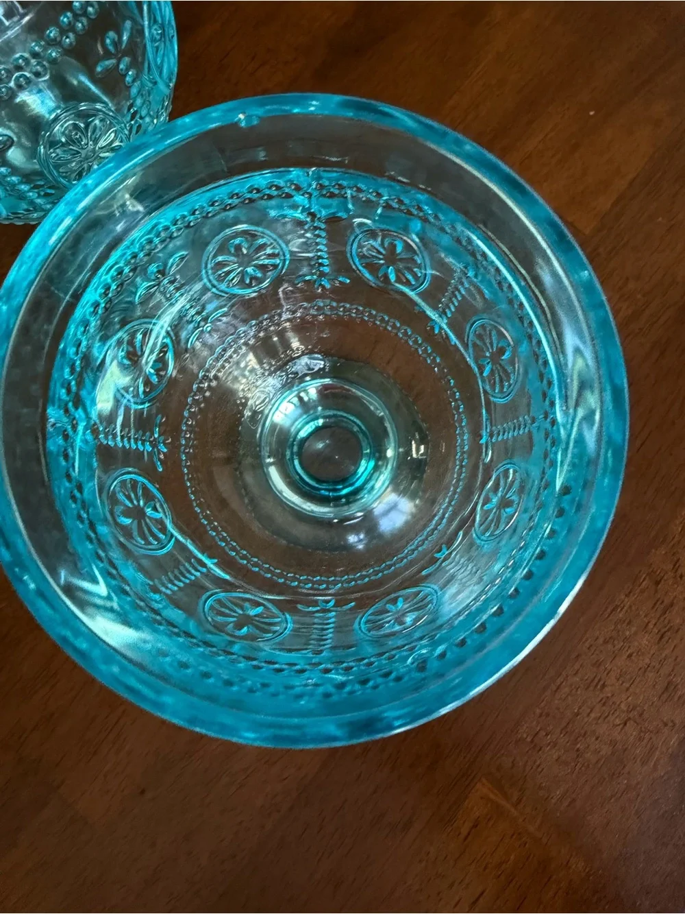 Turquoise Embossed Goblet Glasses - Set of 4